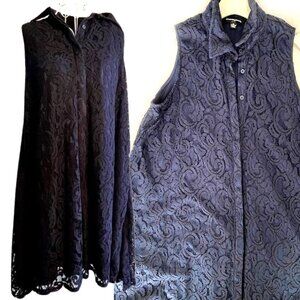 Stunning Deep Blue Sleeveless Lace Dress
